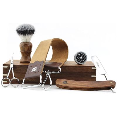 Kit de maquinilla de afeitar de borde recto de madera de Haryali - Sin personalización