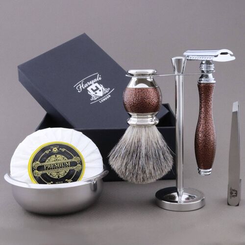 Haryali's Vase Range Shaving Kit - Maroon Antique - Super Badger - Double Edge Safety Razor