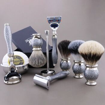 Kit de rasage Haryali's Vase Range - Silver Antique - Super Badger - Rasoir de sécurité à double tranchant 4