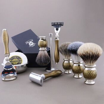Haryali's Vase Range Kit de Rasage - Noir - Silver Tip Badger - Rasoir 3 Bords 5