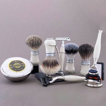 Kit de rasage Haryali's Victoria Range - Ivoire - Super Badger - Rasoir 3 tranchants 2