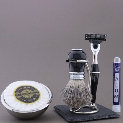 Haryali's Victoria Range Shaving Kit - Black - Super Badger - 3 Edge Razor