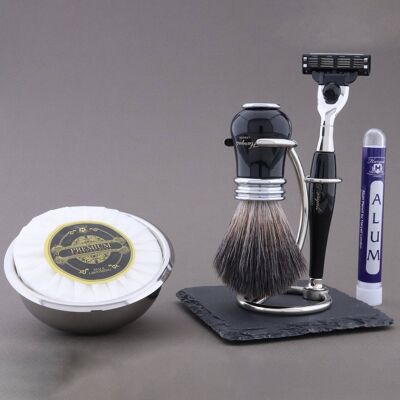 Kit da barba Haryali's Victoria Range - Nero - Nero sintetico - Rasoio a 3 bordi