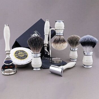 Kit de rasage Haryali's Groove Range - Ivoire - Silver Tip Badger - Rasoir 5 tranchants 4