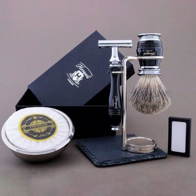 Haryali's Groove Range Shaving Kit - Black - Super Badger - Double Edge Safety Razor