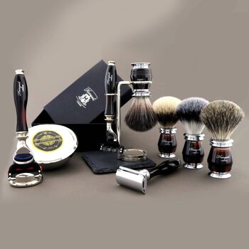 Kit de rasage Haryali's Groove Range - Noir et rouge - Super Badger - Rasoir 3 tranchants 2