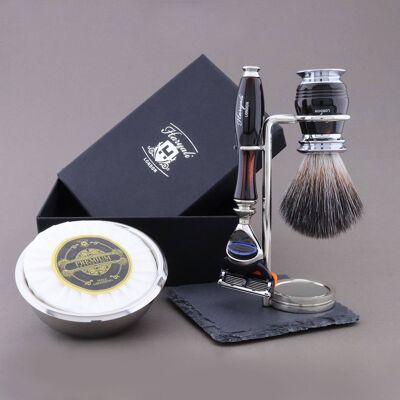 Haryali's Groove Range Shaving Kit - Black & Red - Synthetic Black - 5 Edge Razor