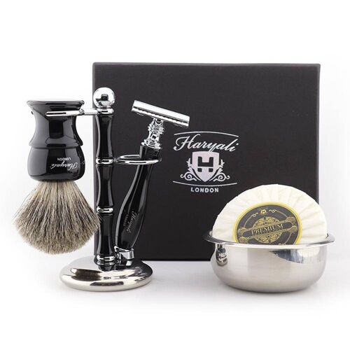 Haryali's Glory Range Shaving Kit - Black - Super Badger - Double Edge Safety Razor