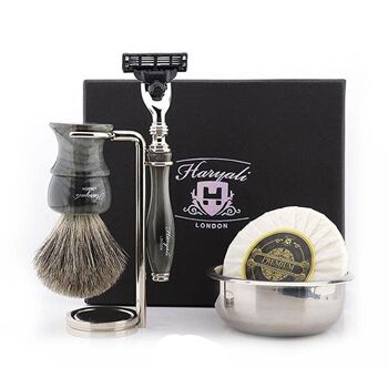 Kit de rasage Haryali's Glory Range - Noir - Super Badger - Rasoir 5 tranchants 2