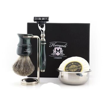 Kit de rasage Haryali's Glory Range - Noir - Super Badger - Rasoir 5 tranchants 3