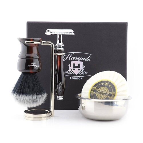 Haryali's Glory Range Shaving Kit - Red & Black - Synthetic Black - Double Edge Safety Razor