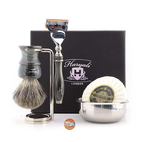 Haryali's Glory Range Shaving Kit - Grey - Super Badger - 5 Edge Razor