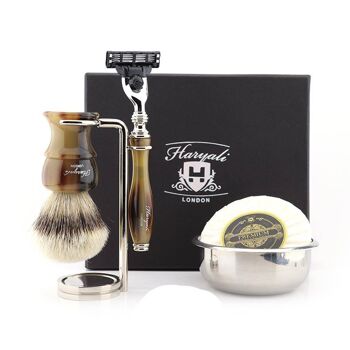 Kit de rasage Haryali's Glory Range - Marron - Silver Tip Badger - Rasoir 3 tranchants 1