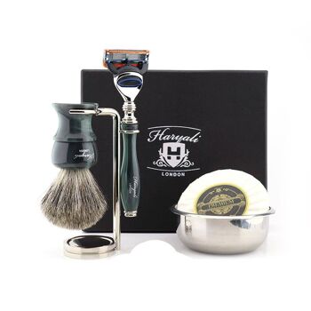 Kit de rasage Haryali's Glory Range - Marron - Silver Tip Badger - Rasoir 3 tranchants 5