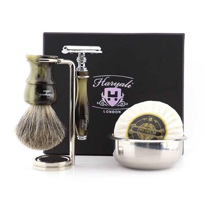 Kit da barba Haryali's Glory Range - Verde - Super Badger - Rasoio di sicurezza Double Edge