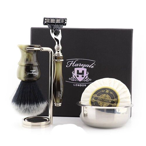 Haryali's Glory Range Shaving Kit - Green - Synthetic Black - 3 Edge Razor