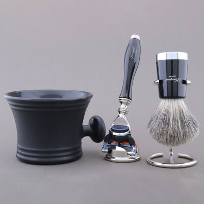 Haryali's Super Taper Shaving Kit - Black - Super Badger - 5 Edge Razor