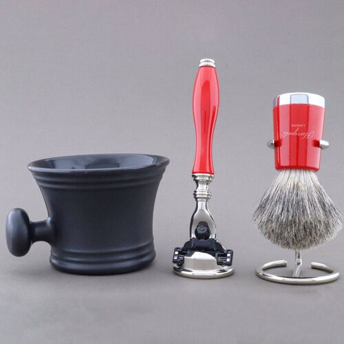 Haryali's Super Taper Shaving Kit - Red - Super Badger - 3 Edge Razor