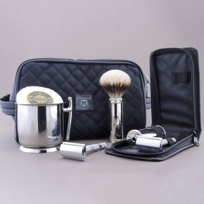 Haryali's Travel Range Shaving Kit - No Customization - Silver Tip Badger - Double Edge Safety Razor