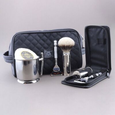 Haryali's Travel Range Shaving Kit - No Customization - Silver Tip Badger - 5 Edge Razor