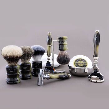 Kit de rasage Haryali's Legend Range - Noir - Silver Tip Badger - Rasoir 3 tranchants 2