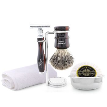 Kit de rasage Haryali's Legend Range - Noir - Silver Tip Badger - Rasoir 3 tranchants 5