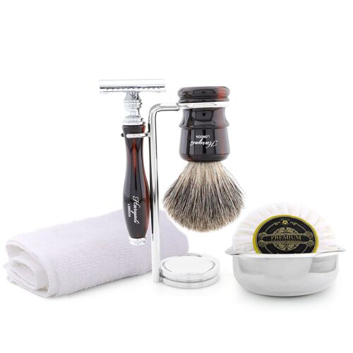 Haryali's Legend Range Shaving Kit - Red & Black - Super Badger - Double Edge Safety Razor