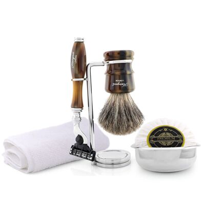 Haryali's Legend Range Rasierset – Braun – Super Badger – 3-Kanten-Rasierer