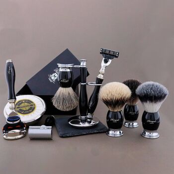 Kit de rasage Haryali's Thunder Range - Ivoire - Silver Tip Badger - Rasoir 3 tranchants 3