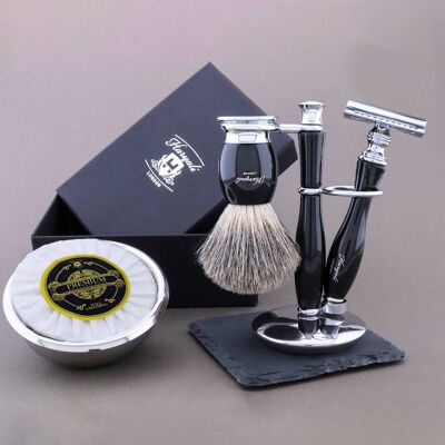 Haryali's Thunder Range Shaving Kit - Black - Super Badger - Double Edge Safety Razor