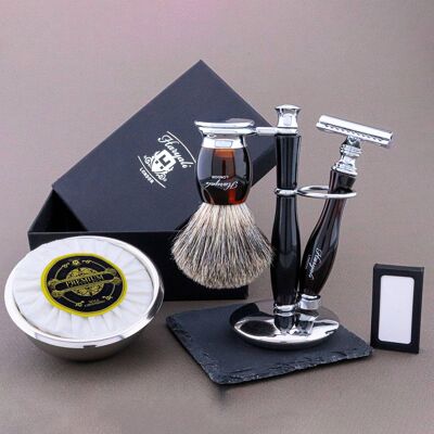 Haryali's Thunder Range Shaving Kit - Red & Black - Super Badger - Double Edge Safety Razor