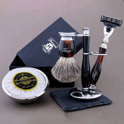 Haryali's Thunder Range Shaving Kit - Red & Black - Super Badger - 5 Edge Razor