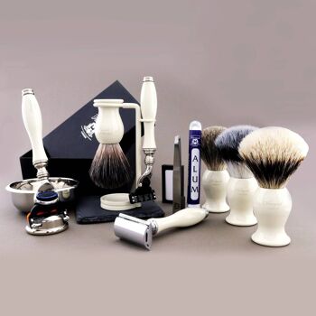 Kit de rasage Haryali's Grace Range - Ivoire - Silver Tip Badger - Rasoir 3 tranchants 2