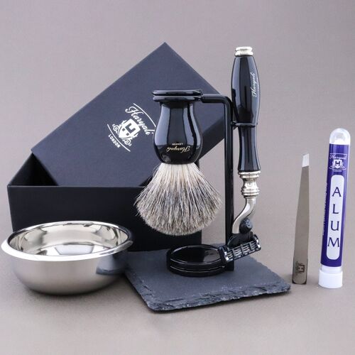 Haryali's Grace Range Shaving Kit - Black - Super Badger - 3 Edge Razor