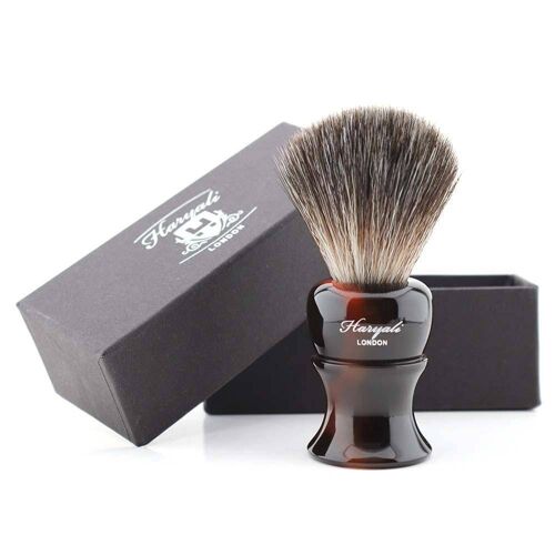 Haryali's Glory Synthetic Black Hair Shaving Brush - No Customization - Red & Black