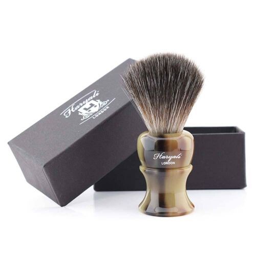 Haryali's Glory Synthetic Black Hair Shaving Brush - No Customization - Brown