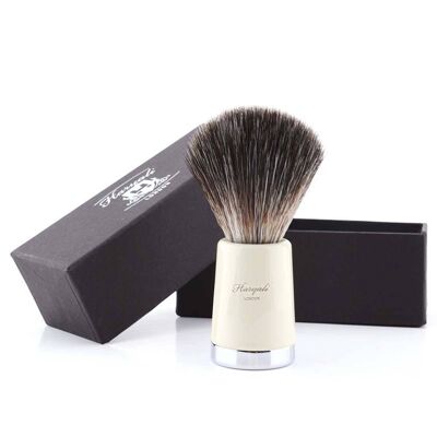 Super Taper Synthetic Black Hair Shaving Brush - No Customization - Ivory