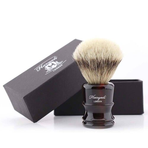 Haryali's Legend Silvertip Badger Shaving Brush - No Customization - Red & Black