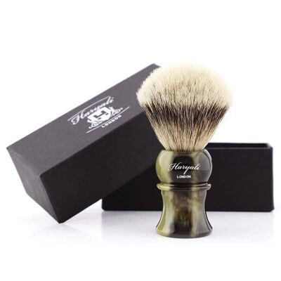 Haryali's Petite Silvertip Badger Shaving Brush - No Customization - Green Horn Replica