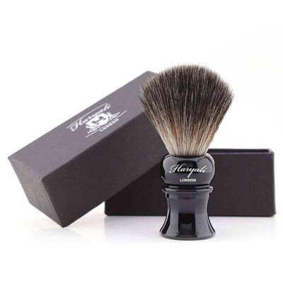 Haryali's Petite Synthetic Black Hair Shaving Brush - No Customization - Black