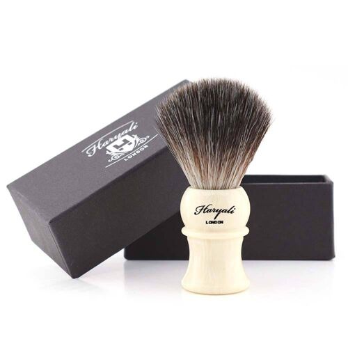 Haryali's Petite Synthetic Black Hair Shaving Brush - No Customization - Ivory