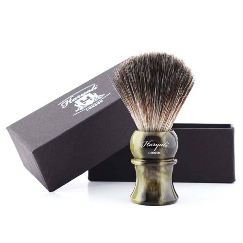 Haryali's Petite Synthetic Black Hair Shaving Brush - No Customization - Green Horn Replica