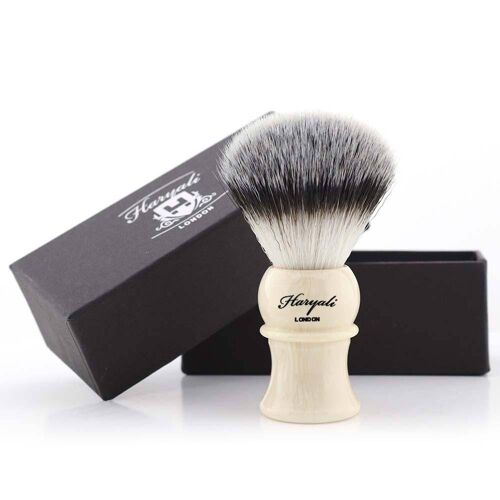 Haryali's Petite Synthetic Silvertip Shaving Brush - No Customization - Brown Horn Replica