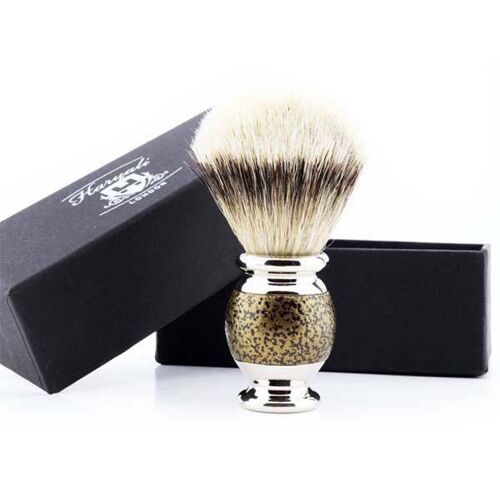 Haryali's Vase Silvertip Badger Shaving Brush - No Customization - Gold Antique