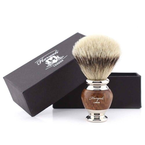 Haryali's Vase Silvertip Badger Shaving Brush - No Customization - Wood