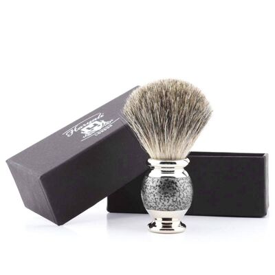 Haryali's Vase Super Badger Shaving Brush - No Customization - Silver Antique