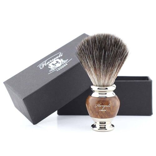 Haryali's Vase Synthetic Black Hair Shaving Brush - No Customization - Maroon Antique