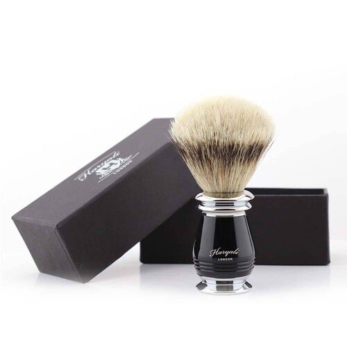 Haryali's Grove Silvertip Badger Shaving Brush - No Customization - Black