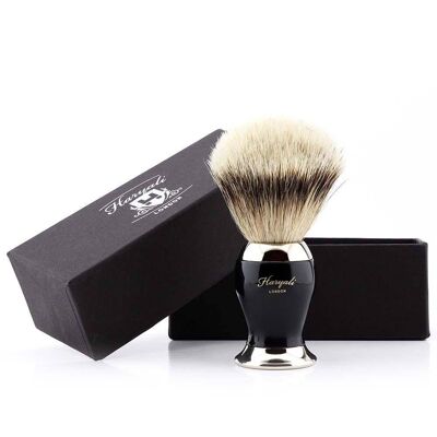 Haryali's Balance Silvertip Badger Shaving Brush - No Customization - Black