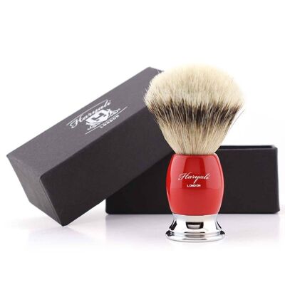 Haryali's Thunder Silvertip Badger Shaving Brush - No Customization - Red